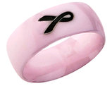 Women's 8mm Pink Ceramic Band with Black Ribbon